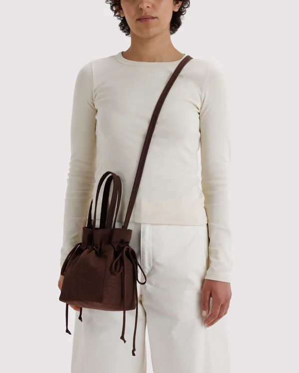 Nylon Drawstring Bag - Coffee - Size: OS