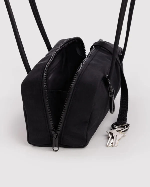 Small Nylon Bowler Bag - Black - Material: heavyweight-nylon