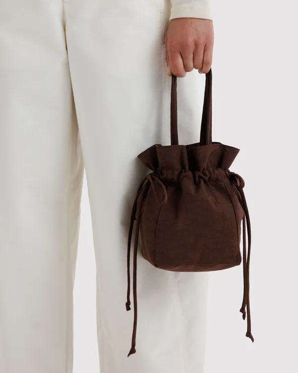 Nylon Drawstring Bag - Coffee - Size: OS