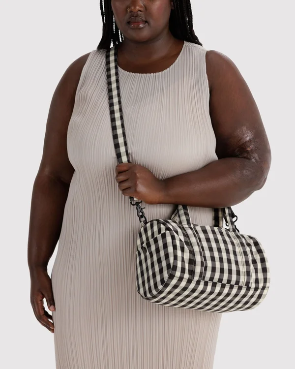 Nylon Duffle Bag - Black And Cream Gingham - Size: OS