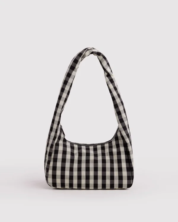 Small Nylon Meringue Bag - Black And Cream Gingham - Size: OS