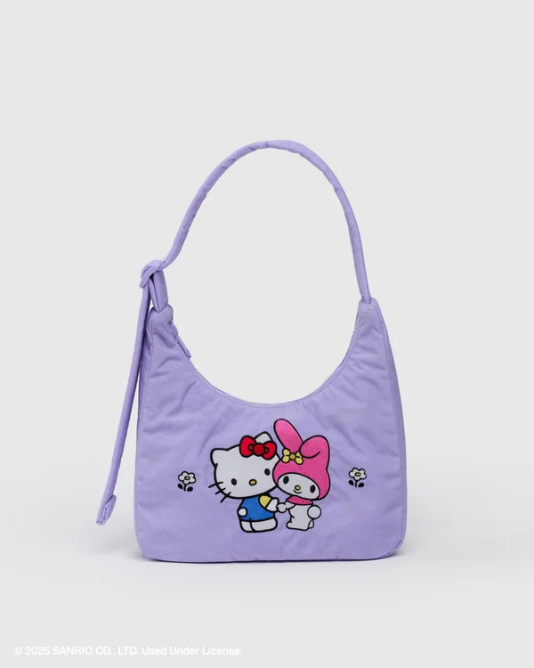 Mini Nylon Shoulder Bag - Sale - Embroidered Hello Kitty & My Melody - Material: heavyweight-nylon