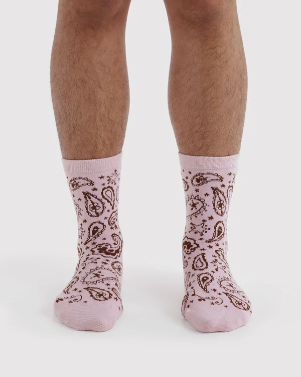 Crew Sock - Paisley Pink