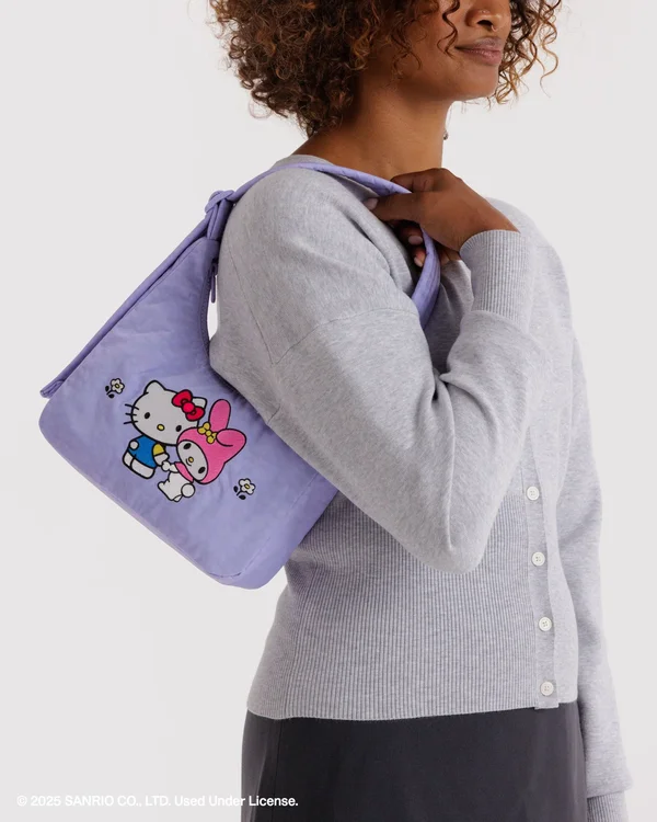 Mini Nylon Shoulder Bag - Sale - Embroidered Hello Kitty & My Melody - Material: heavyweight-nylon