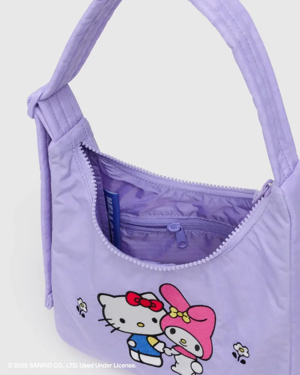 Mini Nylon Shoulder Bag - Sale - Embroidered Hello Kitty & My Melody - Material: heavyweight-nylon