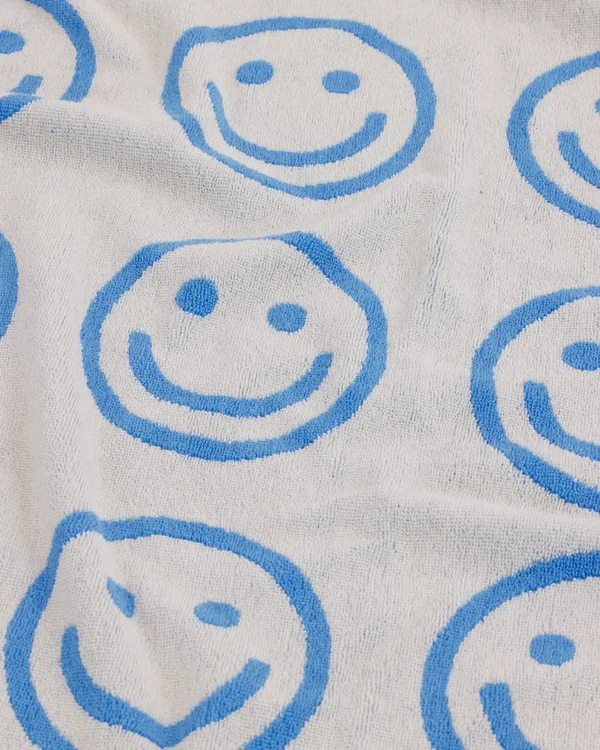 Bath Towel - Sky Blue Happy - Material: organic-cotton
