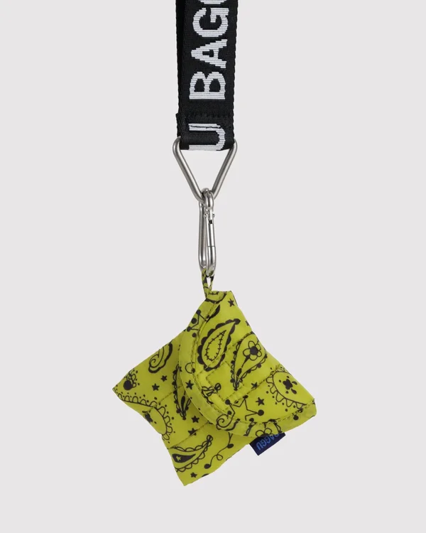 Puffy Earbuds Case - Chartreuse Paisley - Material: ripstop-nylon