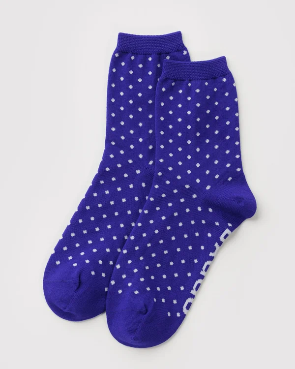 Crew Sock - Micro Blue and White Polka Dot - Size: OS