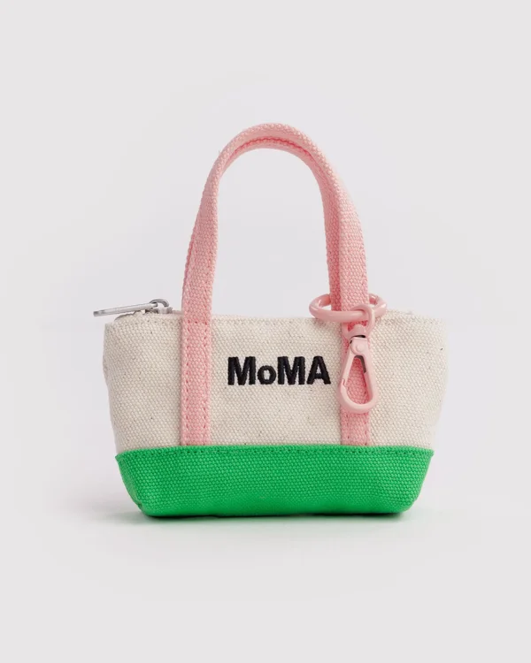 Moma Tote Charm - Pink/ Green - Material: Canvas