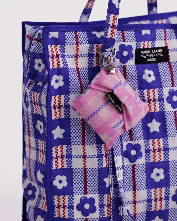 Baby Bow Baggu - Market Plaid Pink - Material: ripstop-nylon