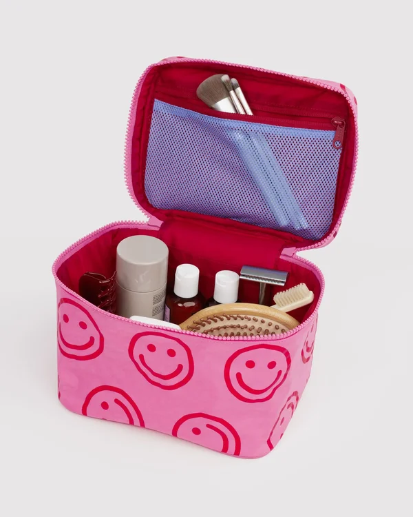 Large Cosmetic Case - Azalea Pink Happy