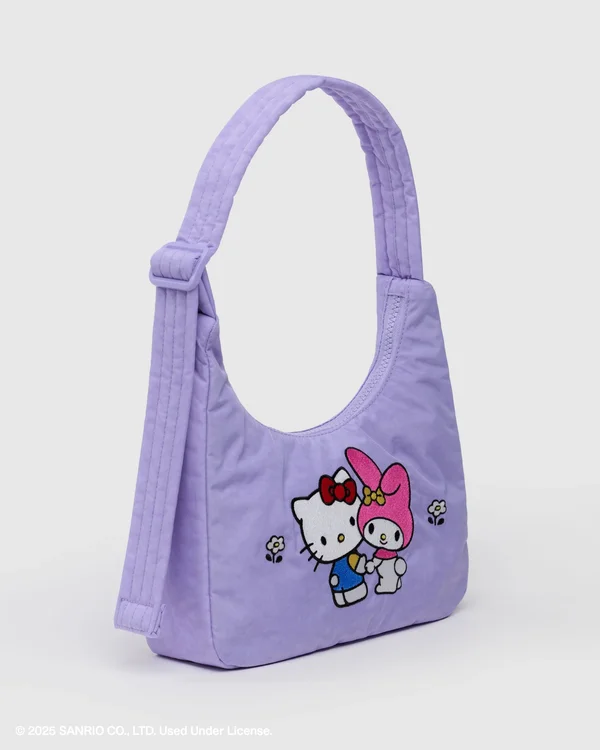 Mini Nylon Shoulder Bag - Sale - Embroidered Hello Kitty & My Melody - Material: heavyweight-nylon