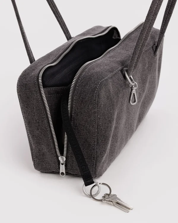 Denim Bowler Bag - Washed Black Denim