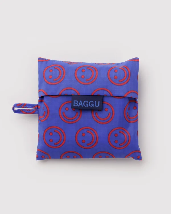 Standard Baggu - Mini Cobalt Happy - Material: ripstop-nylon