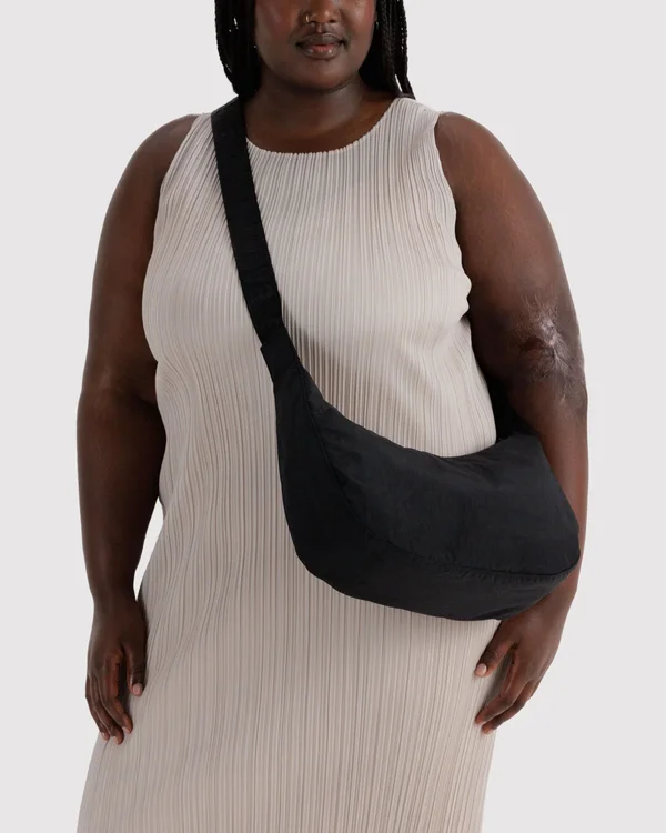 Medium Nylon Crescent Bag - Black - Material: heavyweight-nylon