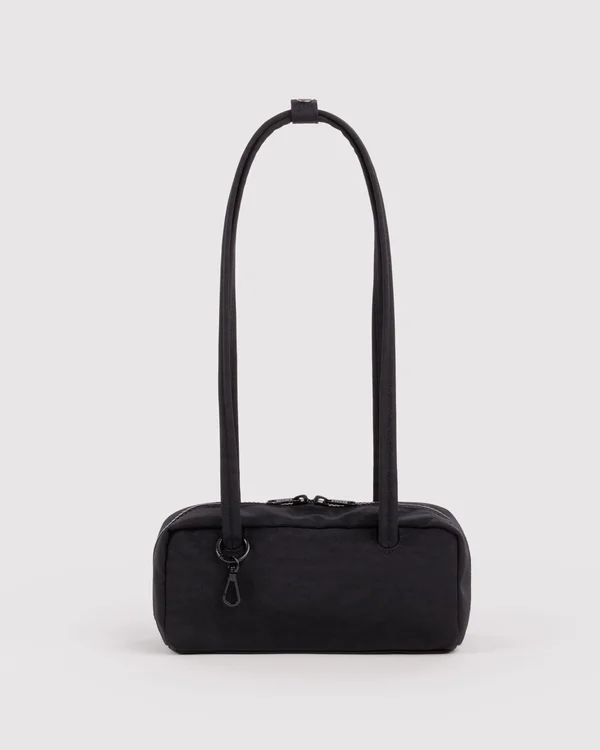 Small Nylon Bowler Bag - Black - Material: heavyweight-nylon