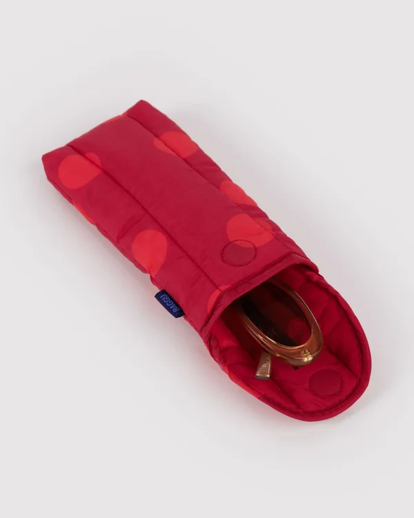 Puffy Glasses Sleeve - Red Polka Dot - Size: OS
